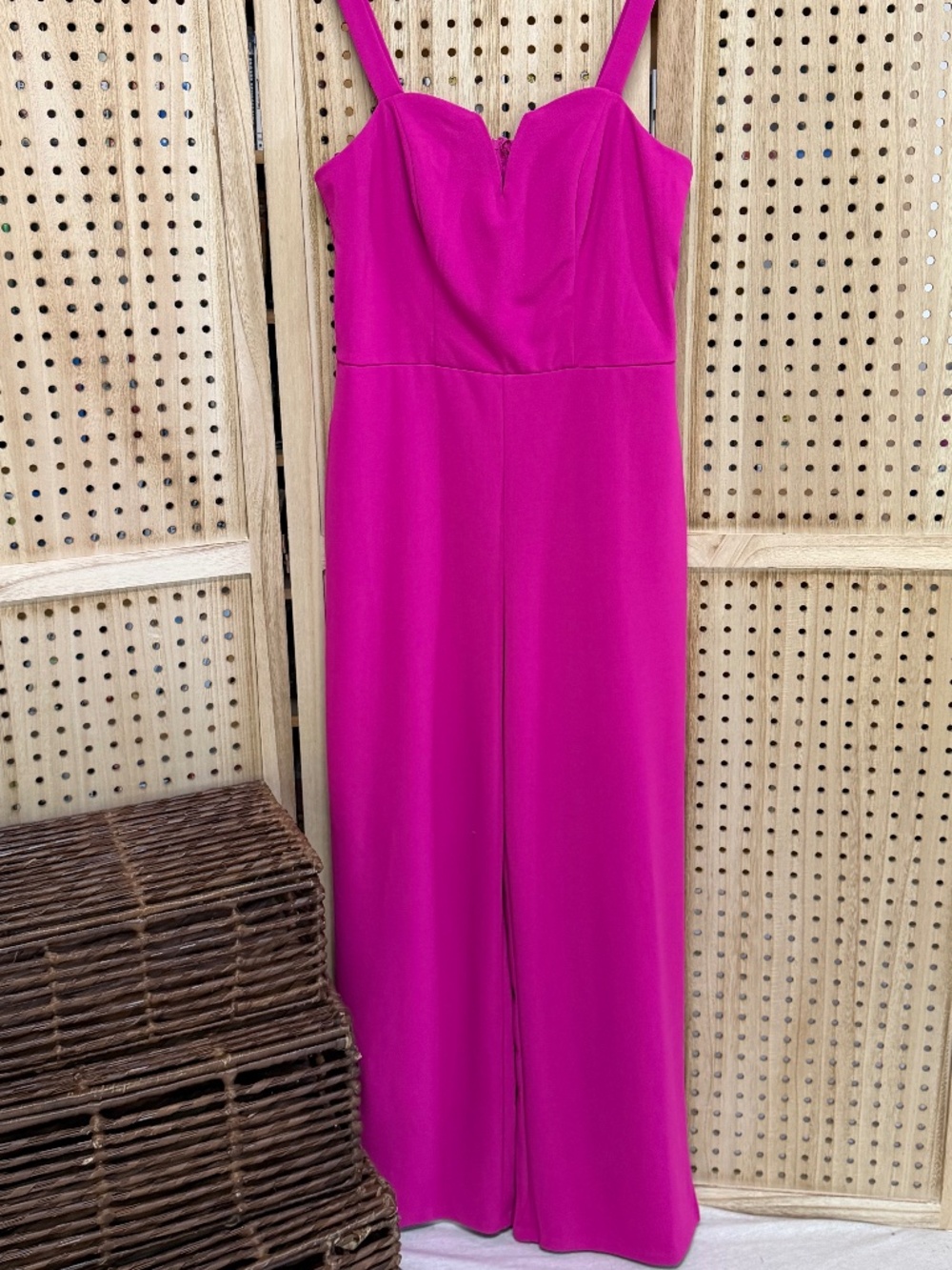 bebe V Wire Core Jumpsuit Hot Pink Wide Leg Barbiecore L